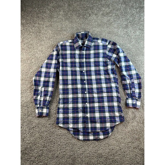 James Meade Limited Shirt Womens 14 1/2 L Plaid Cotton Long Sleeve Blouse FLAW - Picture 3 of 12